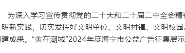 “美在潮城”2024年度海宁市公益广告征集启动